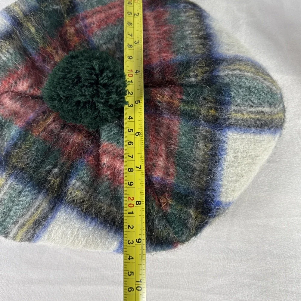Browns of Bermuda‎ Wool Mohair Red Blue Tartan Plaid Cap Hat Made in Scottland